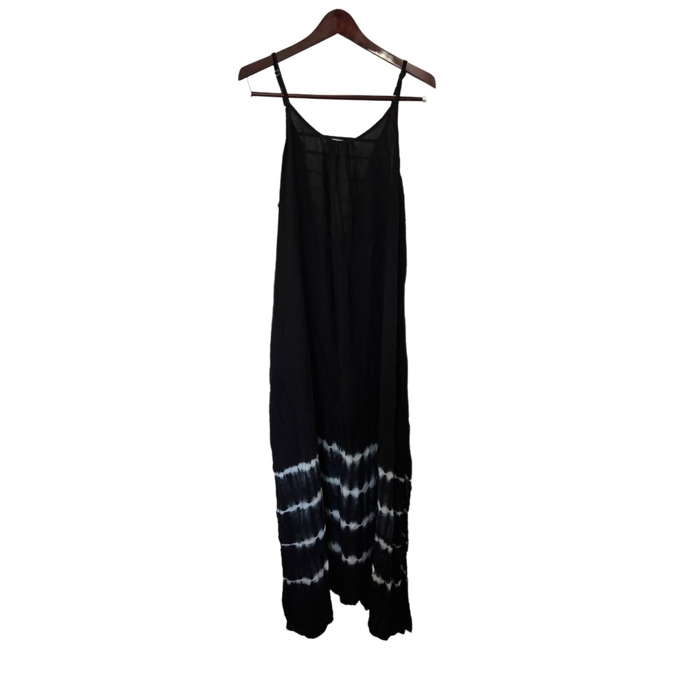 Riviera Sun Black Tie Dye‎ Maxi Dress Open Back Side Slit XL NEW